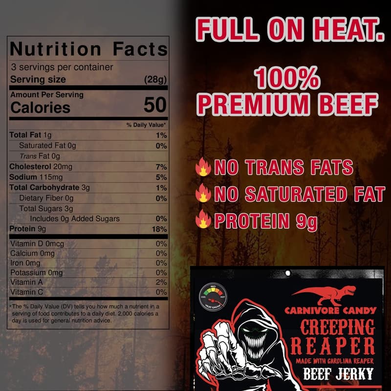 Carolina Reaper Beef Jerky - 3oz Bags of Sweet Heat
