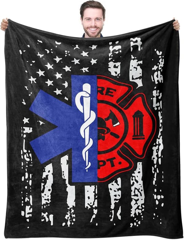 Firefighter EMS Throw Blanket for Birthdays - 60