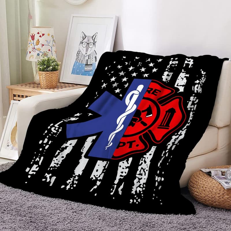 Firefighter EMS Throw Blanket for Birthdays - 60