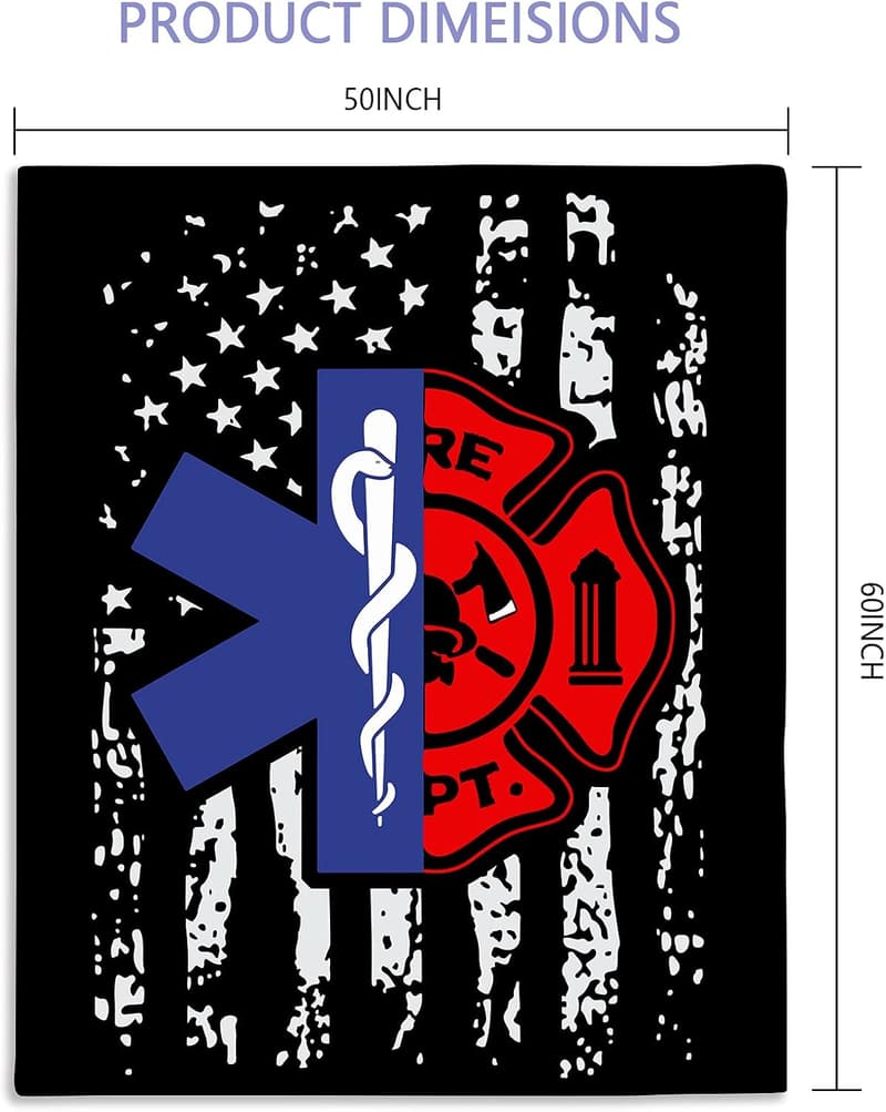 Firefighter EMS Throw Blanket for Birthdays - 60