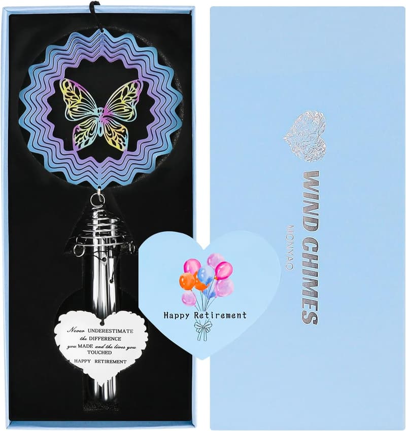 Retirement Wind Chime with Butterfly - Gift for Coworkers & Friends