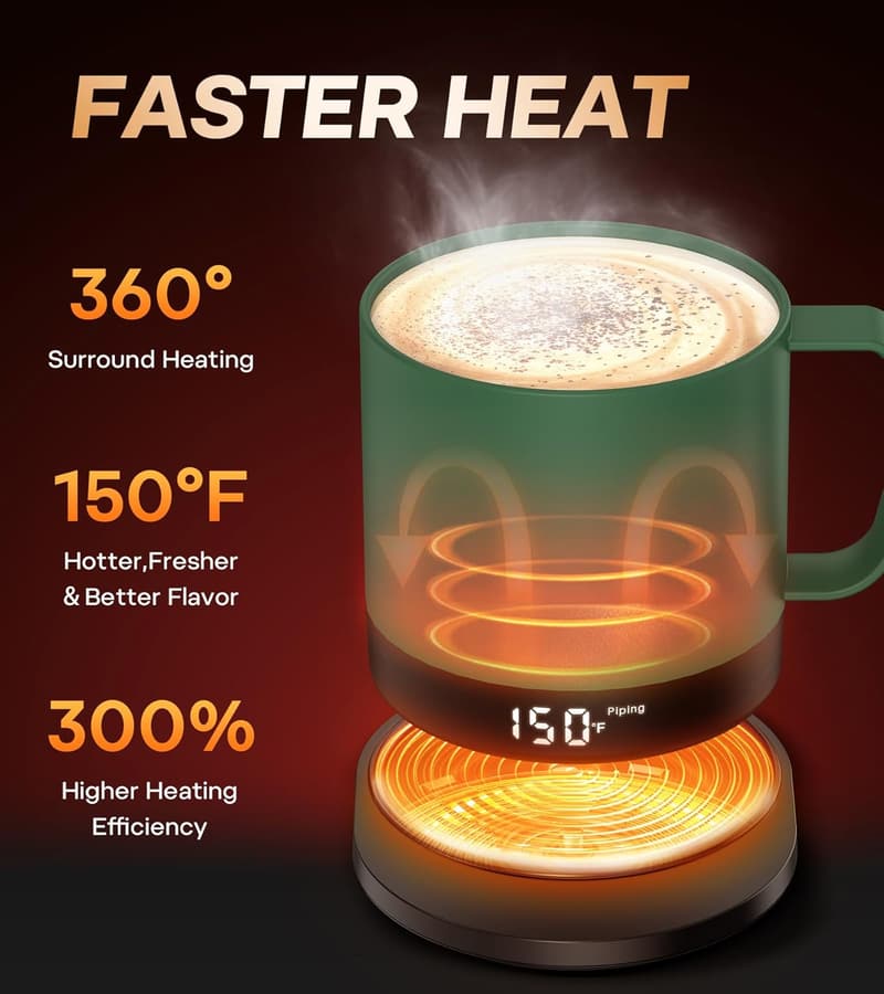 Smart Self-Heating Coffee Mug with LED Display - 14 Oz