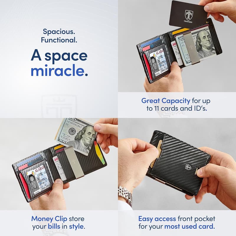 Men's RFID-Blocking Slim Wallet with Money Clip - Austin