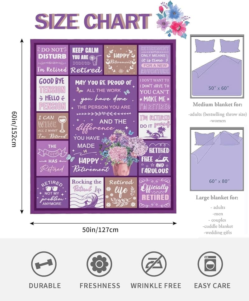 Funny Retirement Blanket Gift for Women, 50