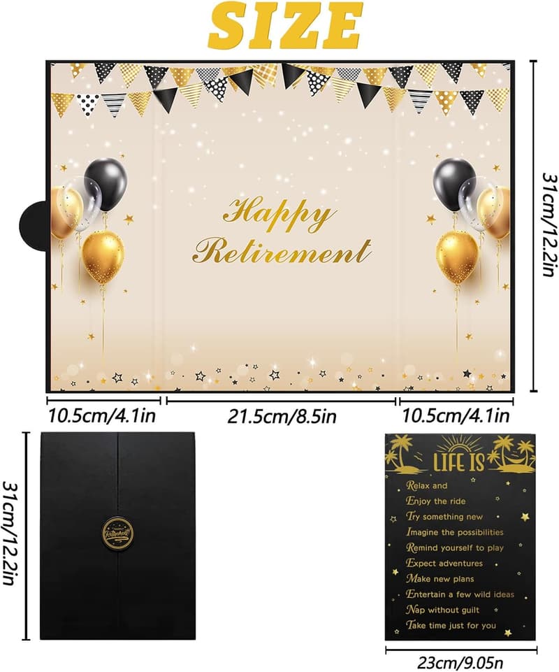 Retirement Party Guest Book Alternative - Black Gold Jumbo Card