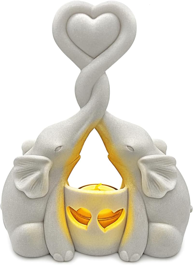 Anniversary Gift: Elegant Elephant Candle Holder with LED