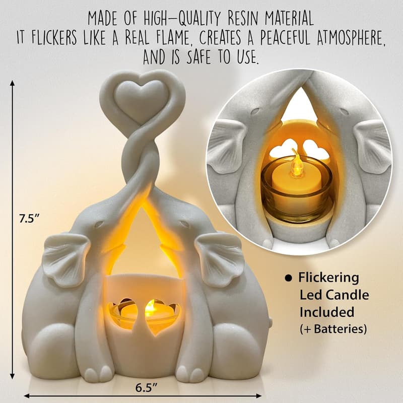 Anniversary Gift: Elegant Elephant Candle Holder with LED