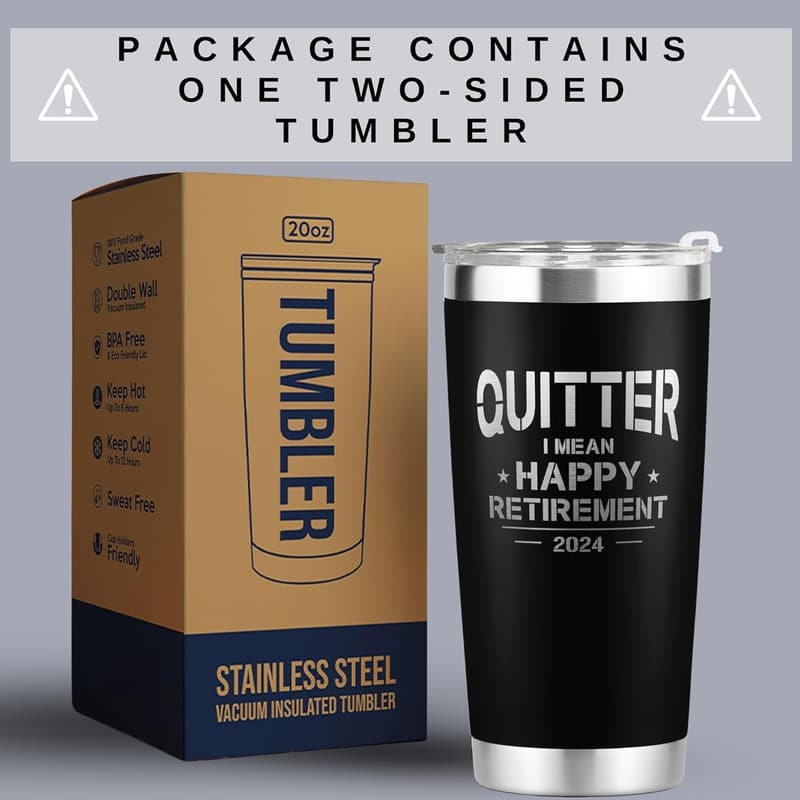 2024 Retirement Tumbler for Men - 20 Oz Cool Gift