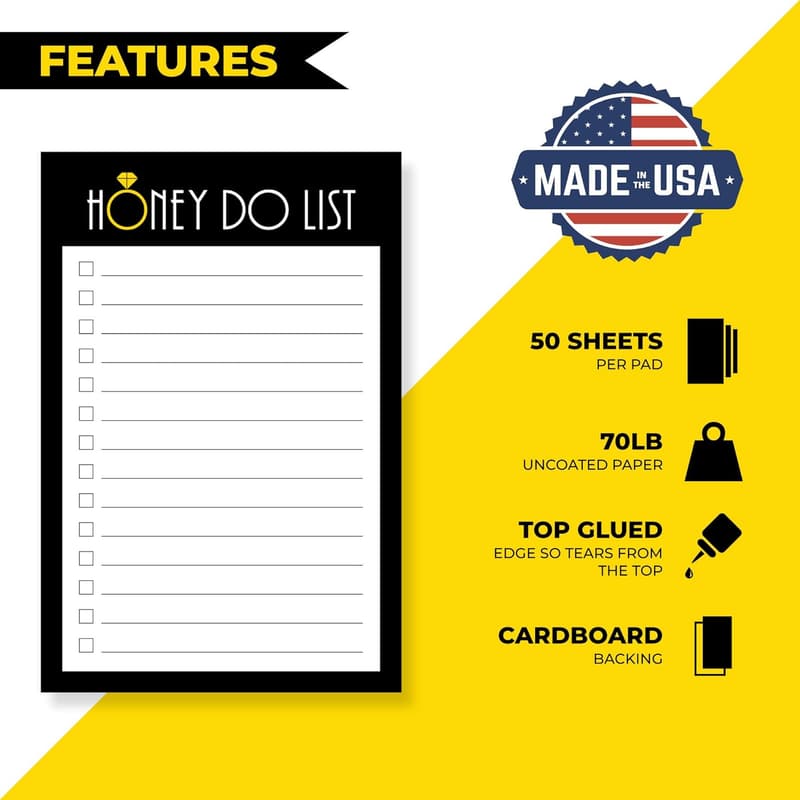 Honey Do List Notepad for Men - Gag Gift 4x6 inches