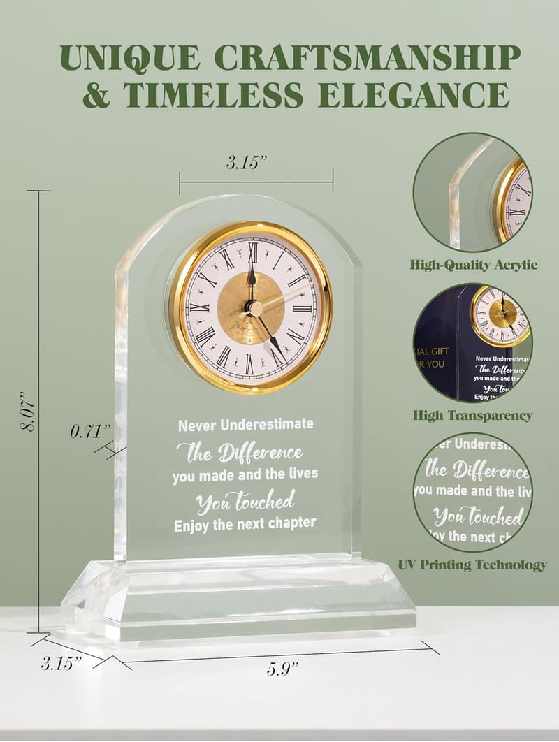 Retirement Desk Clock with Plaque - Perfect Gift for Coworkers