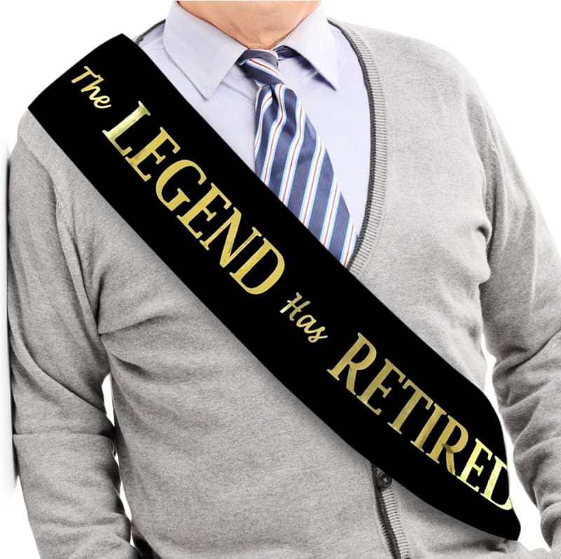Retirement Party Sash – Elegant Black & Gold Foil for All