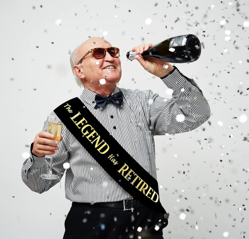 Retirement Party Sash – Elegant Black & Gold Foil for All