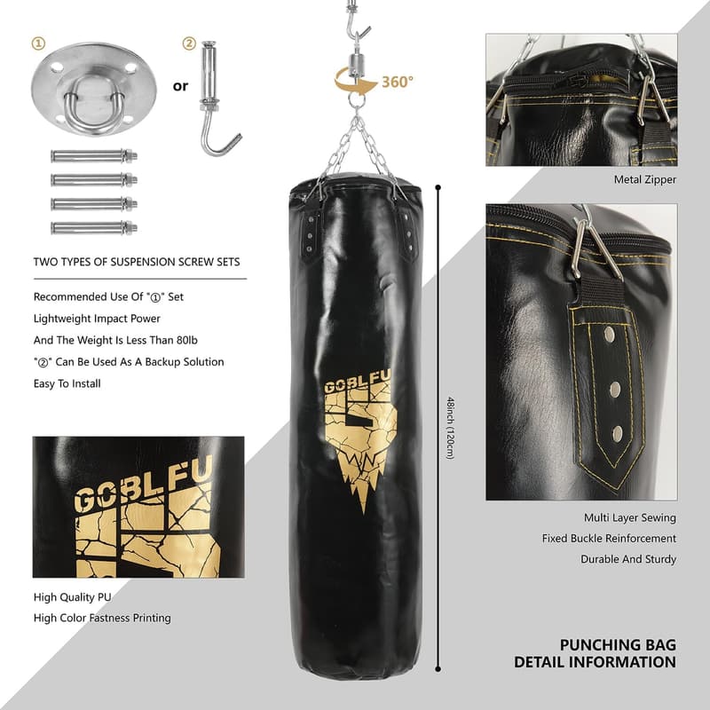 4ft Heavy Punching Bag Set with Boxing Gloves for Home Gym
