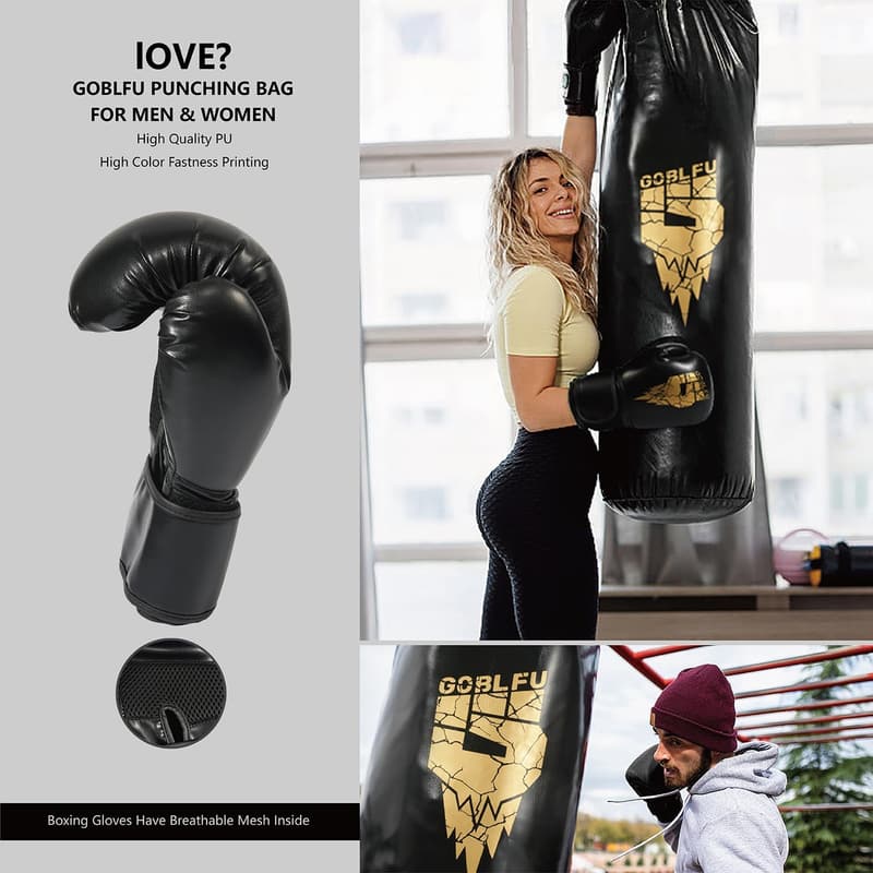 4ft Heavy Punching Bag Set with Boxing Gloves for Home Gym