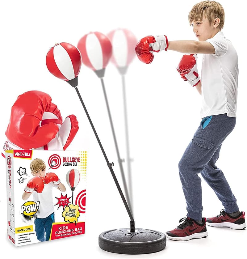 Adjustable Kids Punching Bag Set with Gloves – Ages 3-10