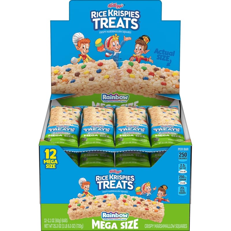 Rainbow Rice Krispies Treats Mega Bars - 25.3oz Box (12 Bars)