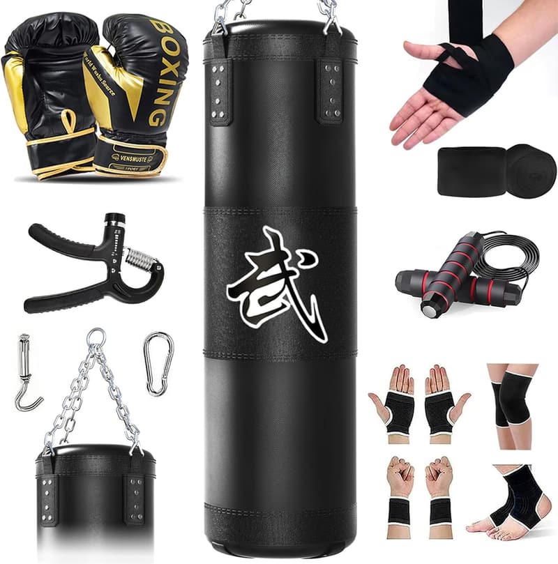 4ft Heavy Boxing Bag Set with Gloves for Home Gym