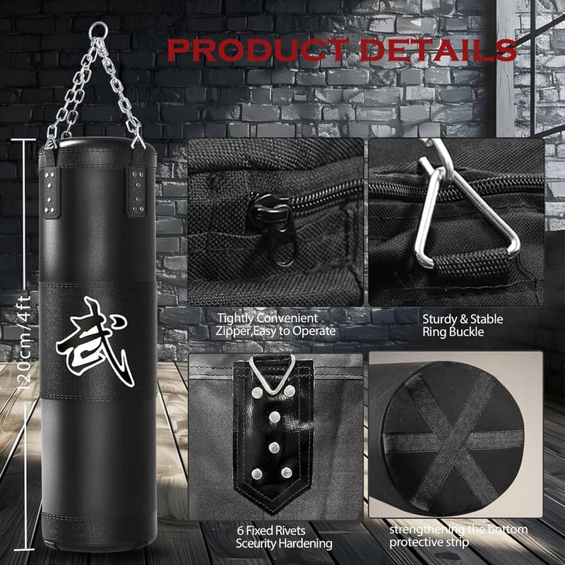 4ft Heavy Boxing Bag Set with Gloves for Home Gym