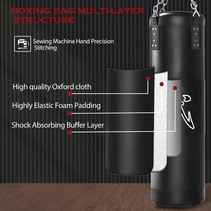 4ft Heavy Boxing Bag Set with Gloves for Home Gym
