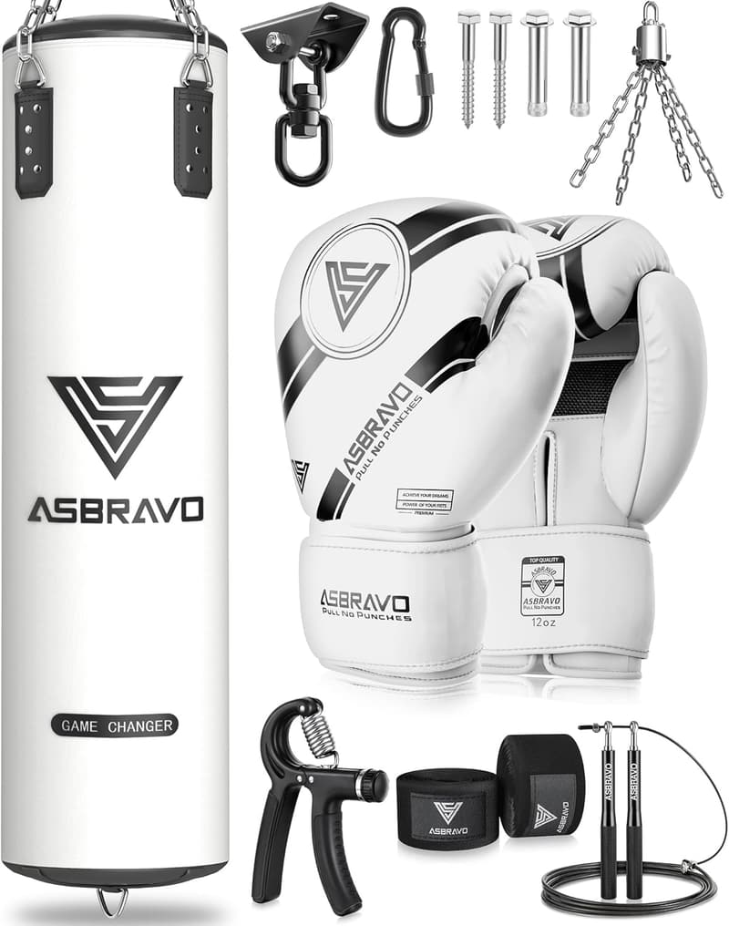 Heavy Boxing Bag Set with 12oz Gloves for Home Gym Training
