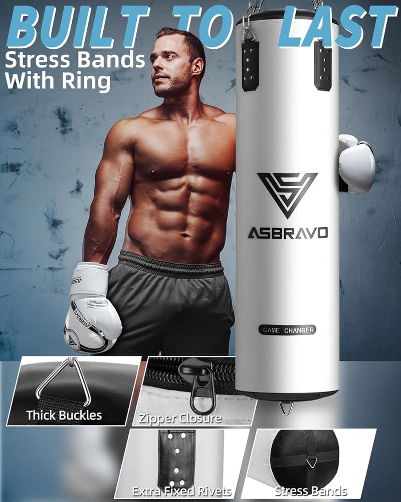 Heavy Boxing Bag Set with 12oz Gloves for Home Gym Training