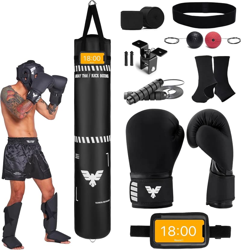 Muay Thai Heavy Bag Set with Gloves and Hand Wraps - 6 Ft