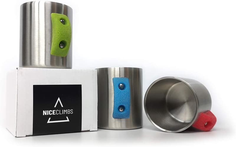 Rock Climbing Mug in Blue Stainless Steel