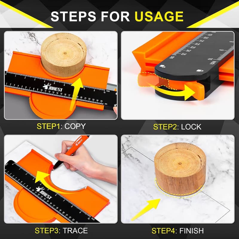 Christmas Gift: 10-Inch Contour Gauge for Men with Carpenter Pencil