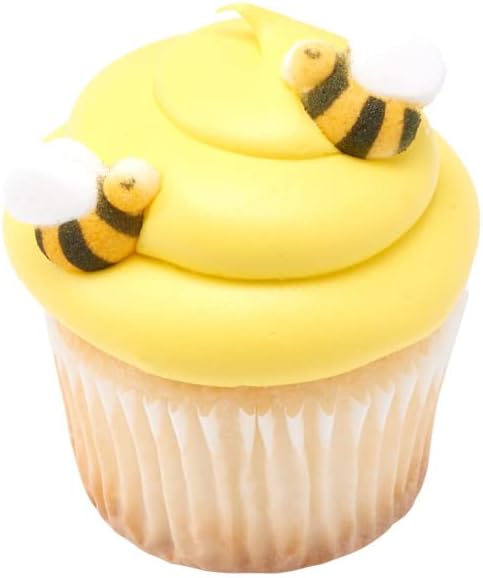 Hand-Painted Sugar Bumble Bee Cake Toppers - Edible Fun Shapes