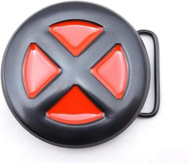 X-MEN Red/Black Logo Metal Belt Buckle with Enamel Accents