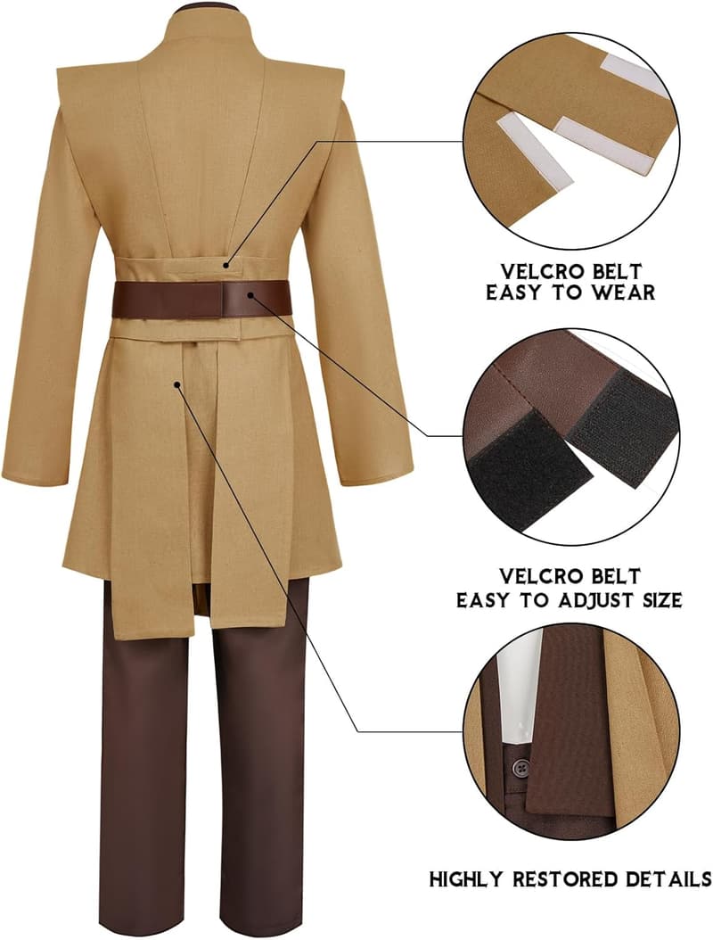 Men's Brown Hooded Tunic Robe - Knight Halloween Costume