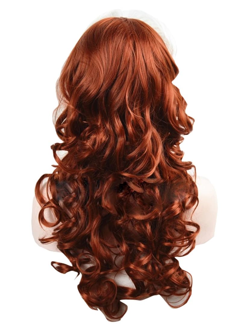 Dark Orange & White Long Curly Cosplay Wig for Women