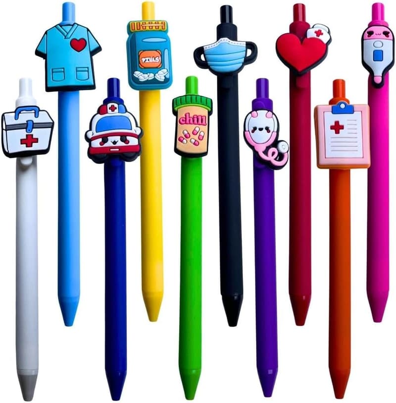 Cute Nursing Pens - 10-Pack with Heart & Syringe Designs