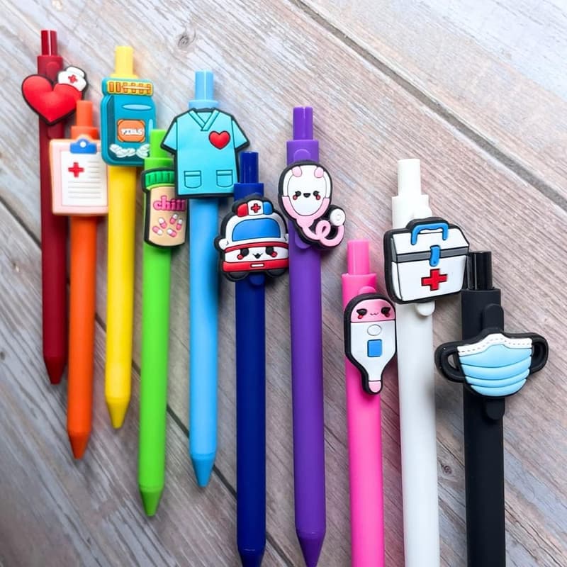 Cute Nursing Pens - 10-Pack with Heart & Syringe Designs