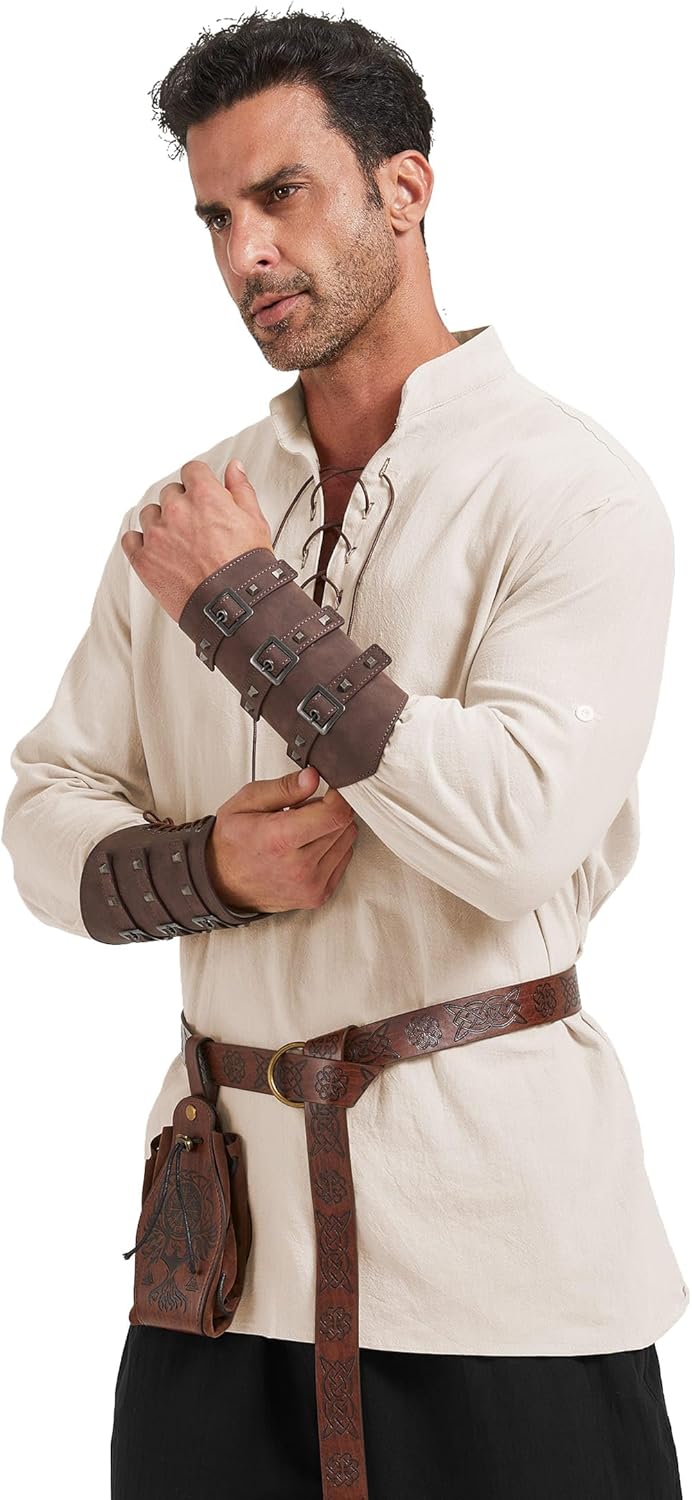 Medieval Pirate Costume Set for Men - 6 Pcs Halloween Outfit