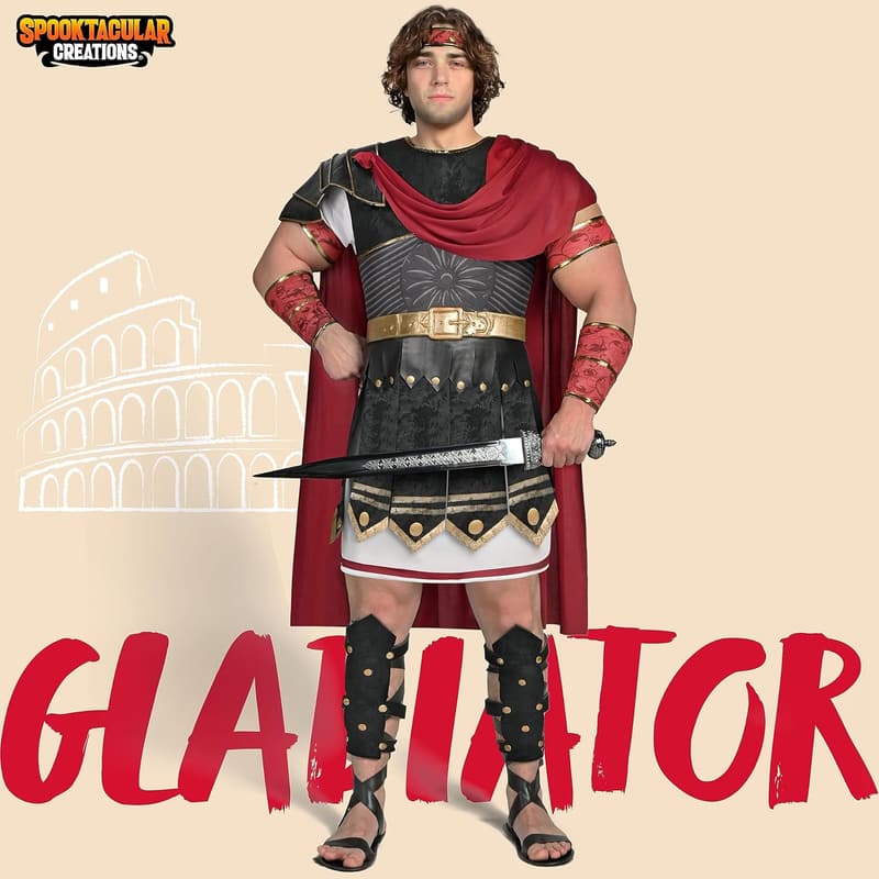 Brave Men Roman Gladiator Costume Set for Halloween