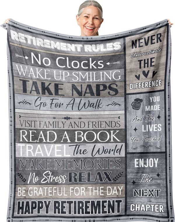 2025 Retirement Blanket Gift for Men and Women, 60x50in