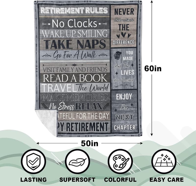 2025 Retirement Blanket Gift for Men and Women, 60x50in