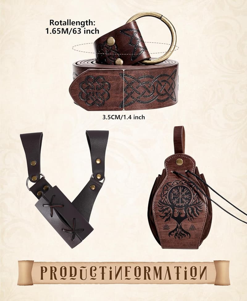 Men's Medieval Renaissance Pirate Costume Set - 8 Pcs