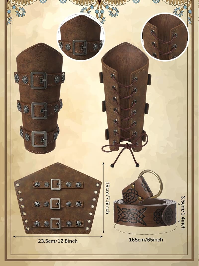 Halloween Men's Renaissance Pirate Costume Set with Belt & Pants