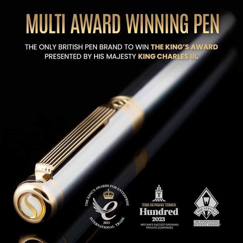 Luxury Silver Chrome Rollerball Pen Gift Set for Men & Women