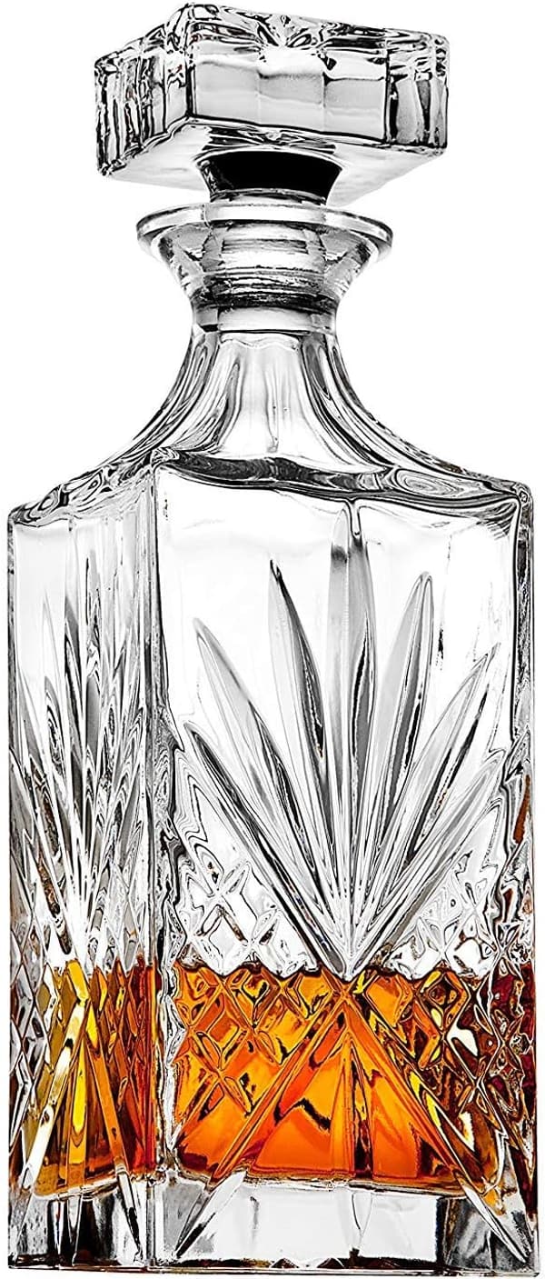 Dublin Crystal Whiskey Decanter & 6 Glass Set for Bar