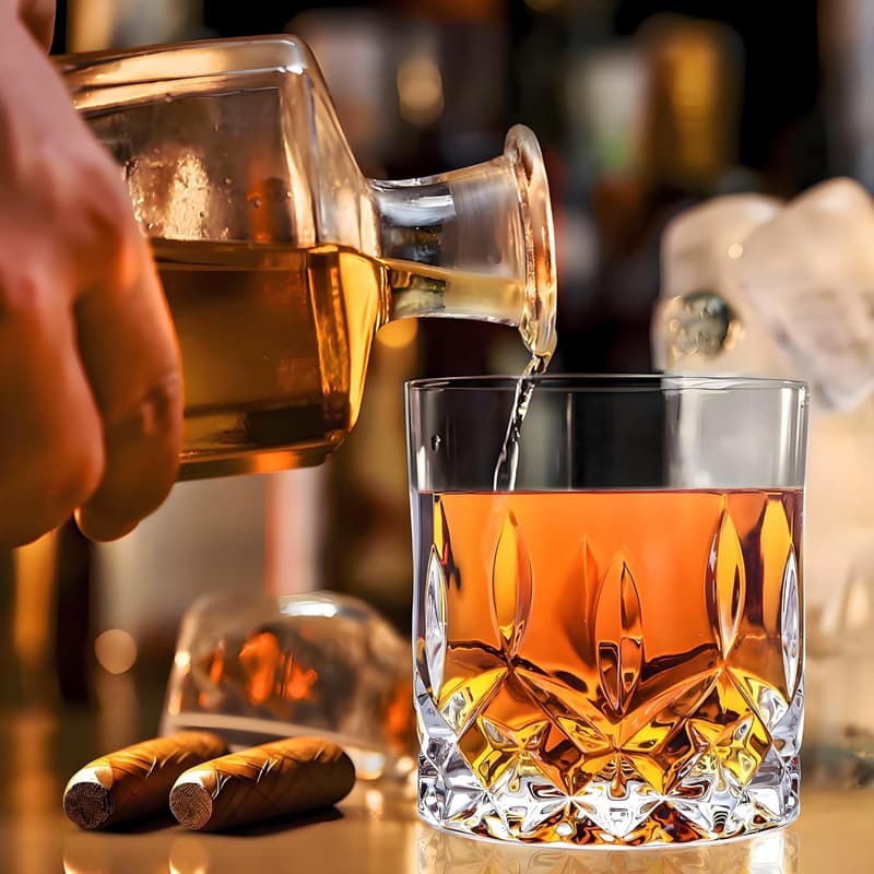 Whiskey Glasses Set of 8 - 11 oz Old Fashioned Gift Box for Dad