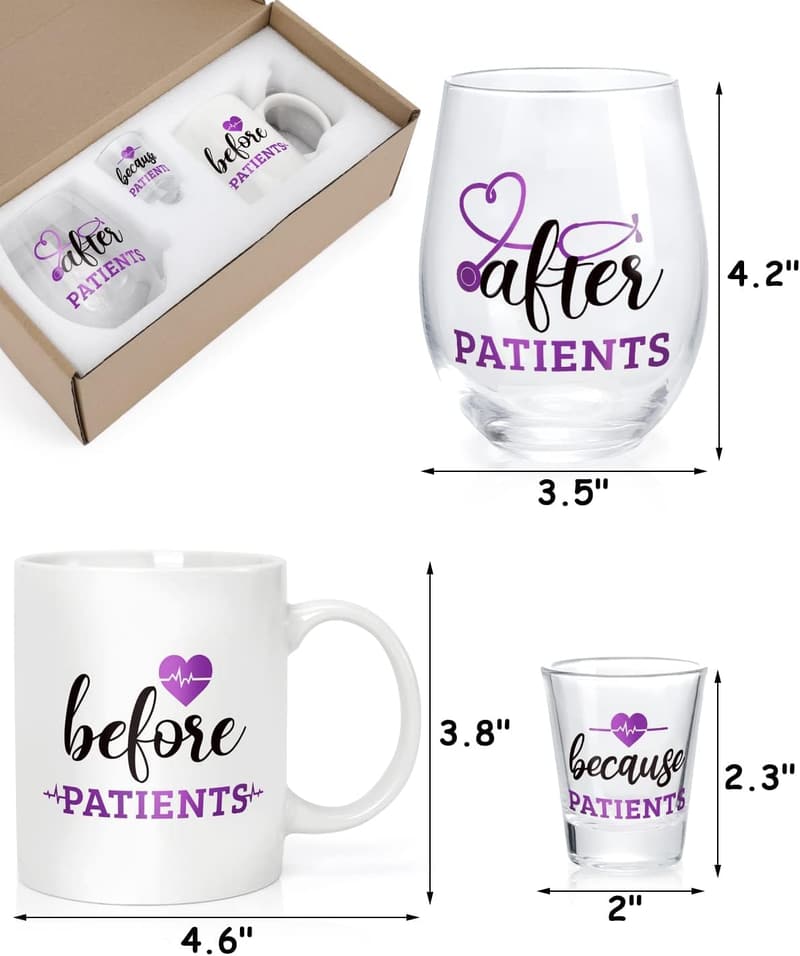 Doctor's Day Nursing Gift Set: Mug, Wine Glass & Shot Glass