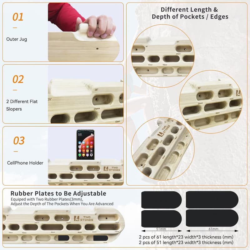 Rock Climbing Hangboard Training Station for Finger Strength