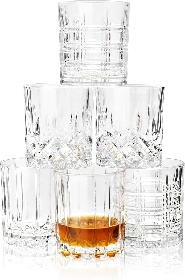 Whiskey Glasses Set of 6 - 10 Oz Tumblers for Men’s Gifts