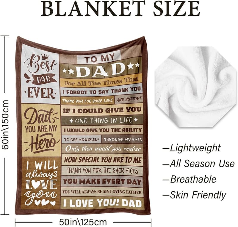 Father's Day Soft Throw Blanket - Gift for Dad from Kids