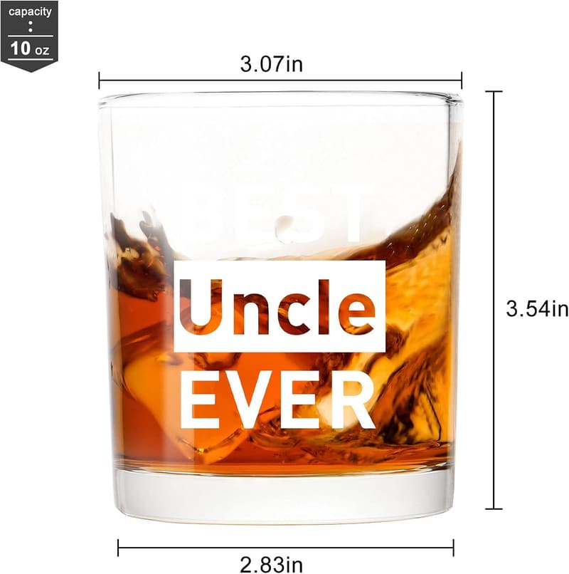 Funny Whiskey Glass for Uncle - 10 oz Gift for Father's Day