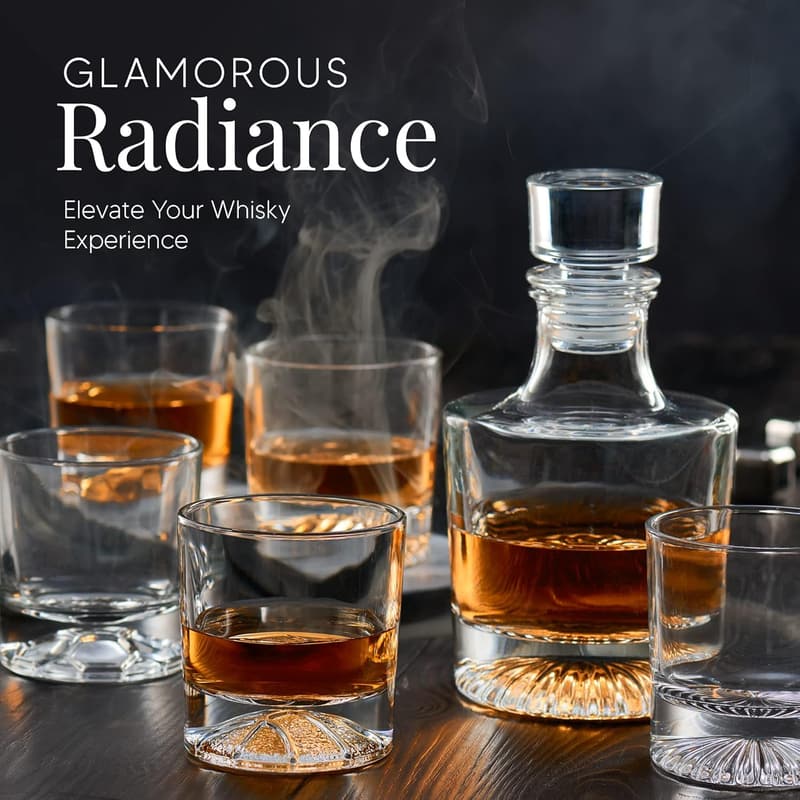 Whiskey Decanter Gift Set for Men - 750ml Pyramide Design