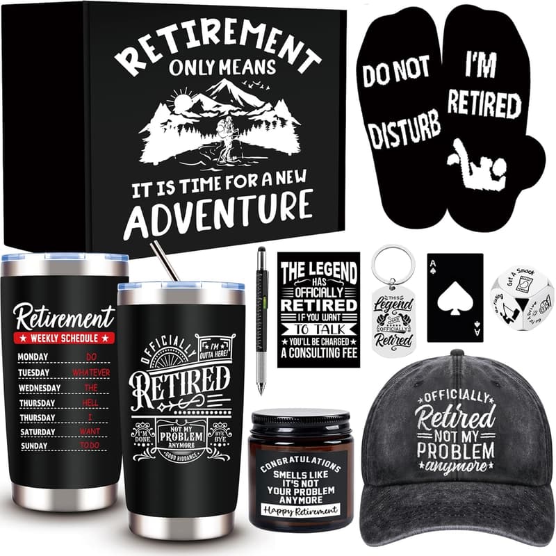 2025 Retirement Gifts Basket for Men with Funny 20 Oz Tumbler